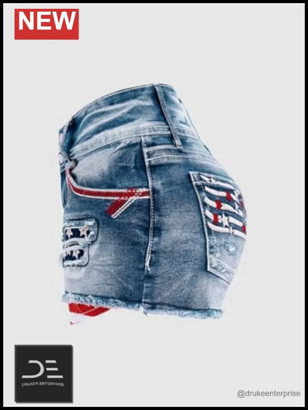 High Waist Distressed Jean Shorts with Raw Hem Button Fly